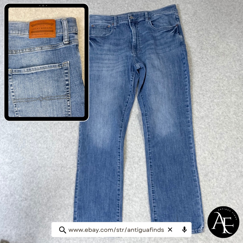 Lucky Brand 223 Straight Leg Mens Jeans 36x32 Blue Medium Wash Denim